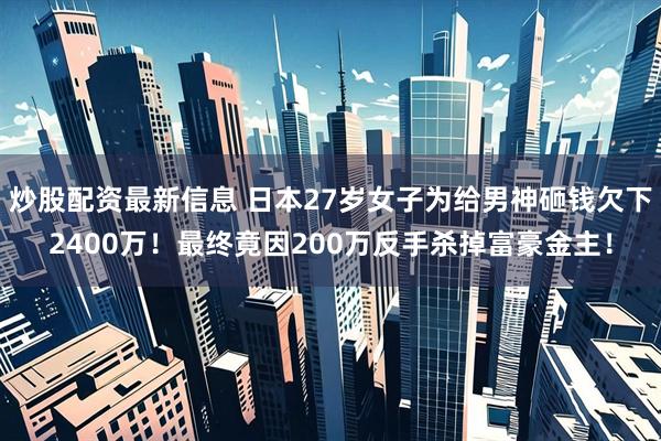 炒股配资最新信息 日本27岁女子为给男神砸钱欠下2400万！最终竟因200万反手杀掉富豪金主！